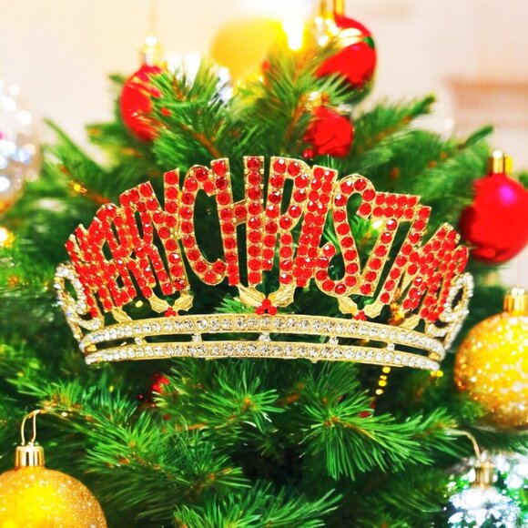 Merry Christmas Crown, Christmas Decor, Christmas Tree Topper, Christmas Gift - Picture 8 of 9